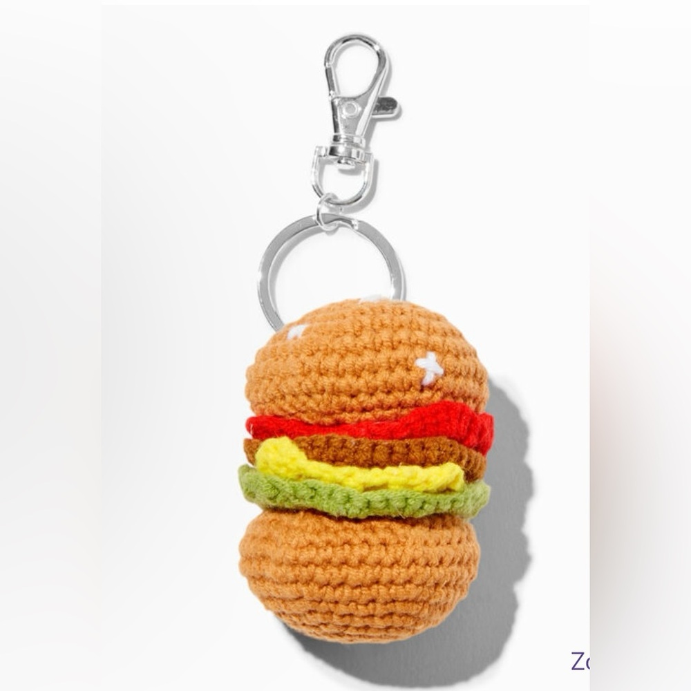 NWT crotchet hamburger keychain